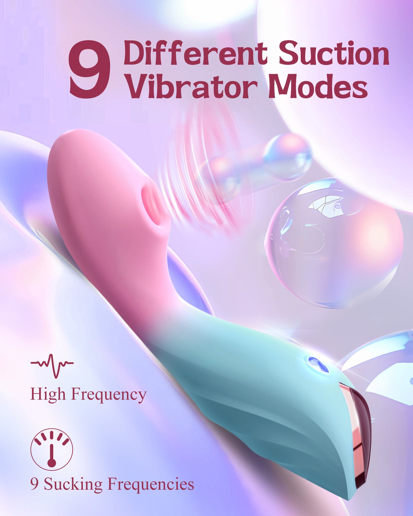 Sucking Vibrator for Women - 9-Mode G-Spot & Clit Stimulator, Silicone Adult Toy for Pleasure & Couples Play